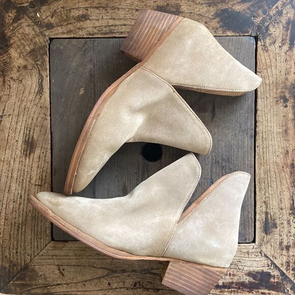 Free People Suede Cream Colored Booties - Picture 2 of 6